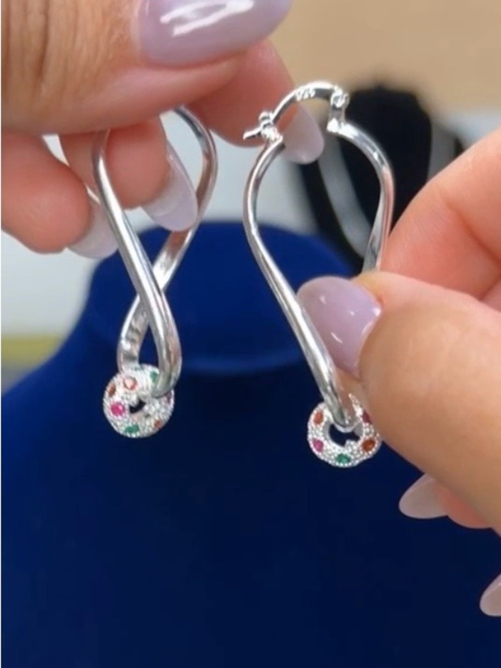 ✨ 925 Sterling Silver Multicolor Hoop Earrings ✨